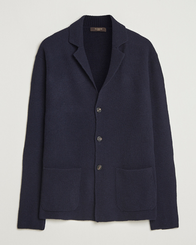 Zanone Rib Wool Cardigan Jacket Navy – Blue