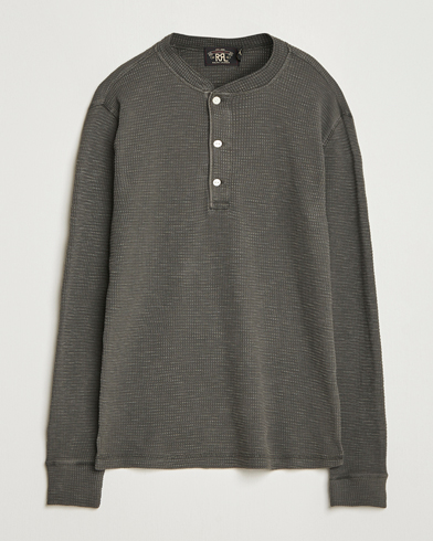 RRL Long Sleeve Henley Faded Black – Grey