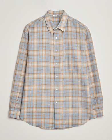 Men | Auralee | Auralee Airy Wool Check Shirt Blue/Beige