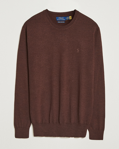 Polo Ralph Lauren Merino Crew Neck Pullover Burnt Brown Melange – Brown