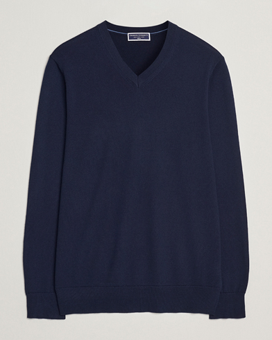 John Smedley Bobby Extra Fine Merino V-Neck Pullover Midnight at