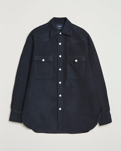 Men | Drake's | Drake's Moleskine Western Shirt Navy