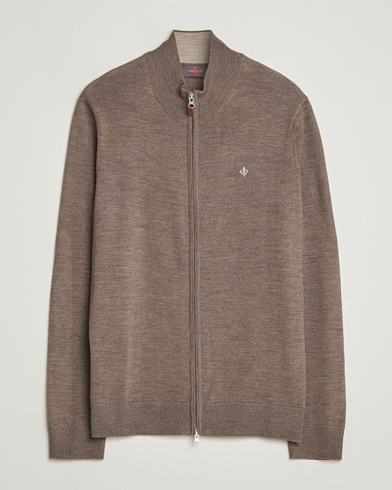 Morris Merino Full Zip Cardigan Brown – Brown