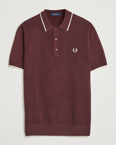 Fred Perry Pique Knitted Tipped Polo Oxblood – Red
