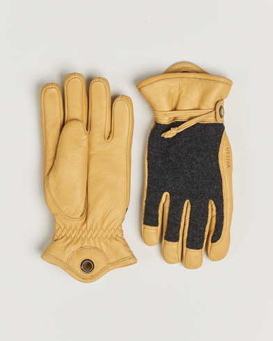 Hestra Daniel Wool/Goat Leather Glove Charcoal/Tan – Yellow