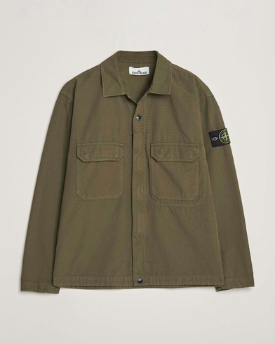 Stone Island Stretch Ripstop Cotton Zip Overshirt Military Green
