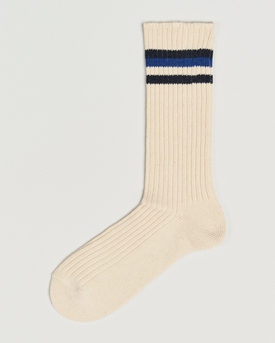 Kamakura Shirts Vintage Ivy Socks White/Blue – Beige