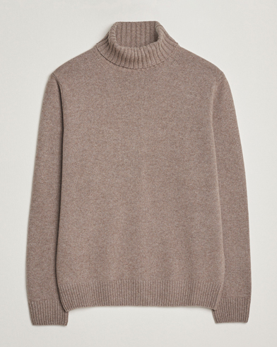 Morgano Wool/Cashmere Heavy Knit Rollneck Light Brown – Brown
