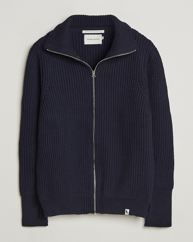Peregrine Fisherman Merino Zip Cardigan Navy – Blue