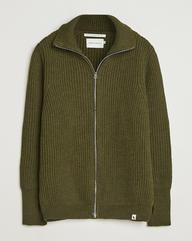 Peregrine Fisherman Merino Zip Cardigan Olive – Green