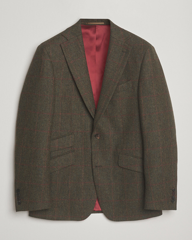 Walker Slater Edward Lambswool Windowpane Blazer Dark Green – Green