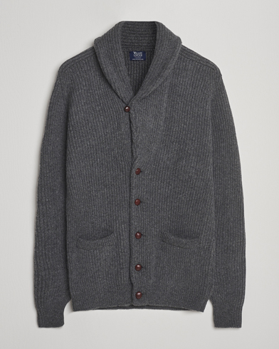 William Lockie Windsor Geelong Lambswool Shawl Cardigan Grey – Grey