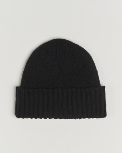 Robert Mackie Rona Ribbed Shaggy Lambswool Beanie Black – Black