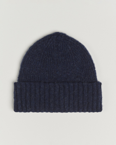 Robert Mackie Rona Ribbed Shaggy Lambswool Beanie Blue – Blue
