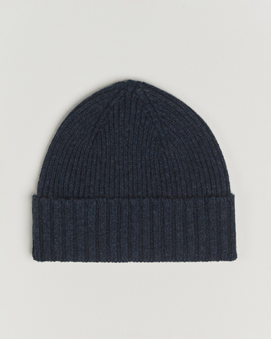 Robert Mackie Kingswell Ribbed Wool/Cashmere Beanie Navy – Blue