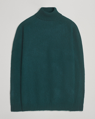 Harley Of Scotland Brushed Supersoft Lambswool Rollneck Tartan – Green