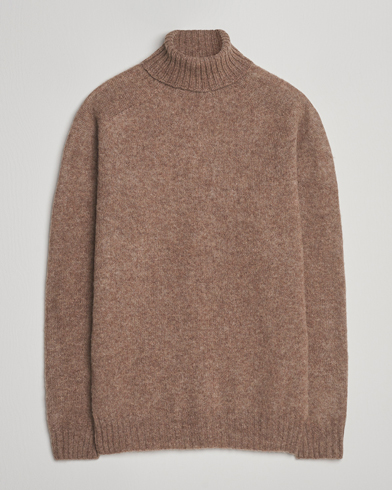 Harley Of Scotland Brushed Supersoft Lambswool Rollneck Tundra – Brown