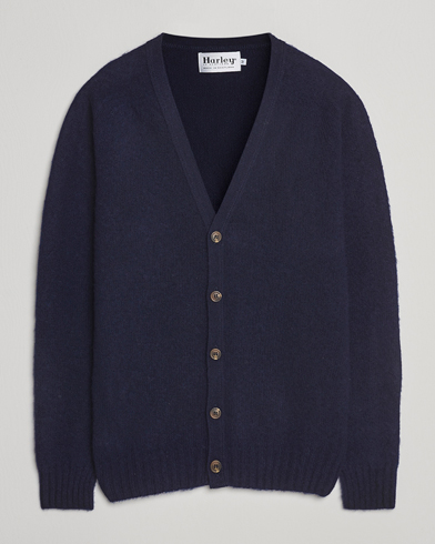 Harley Of Scotland Brushed Supersoft Lambswool Cardigan Navy – Blue