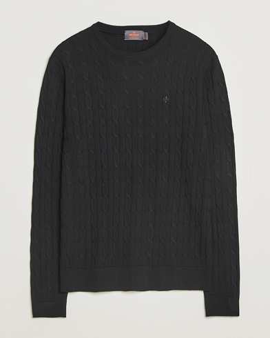 Morris Merino Cable O-Neck Black – Black