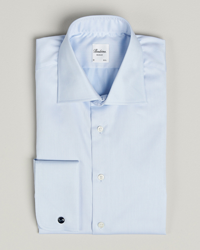 Stenströms Regular Fit Cotton Twill Double Cuff Shirt Blue – Blue