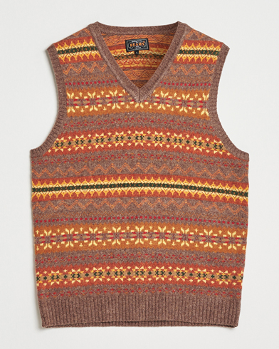 Men | BEAMS PLUS | BEAMS PLUS Fairisle Knit Vest Light Brown