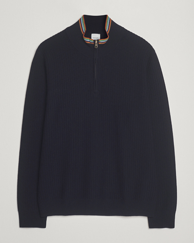 Paul Smith Merino Rib Knitted Half Zip Navy – Blue