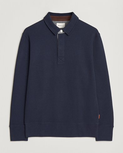 Zegna Long Sleeve Cotton Piquet Polo Navy at CareOfCarl.com