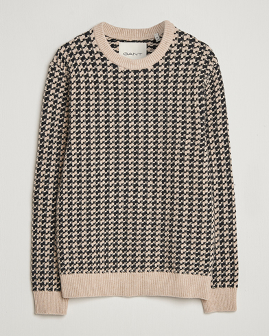 Gant Two Tone Textured Knitted Crew Neck Charcoal – Grey