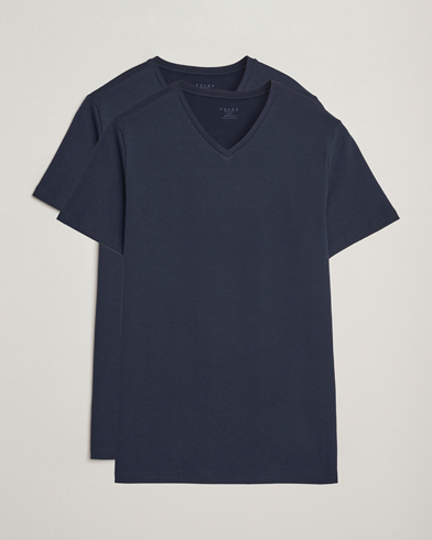 Falke 2-Pack Cotton V-Neck T-Shirt Midnight – Blue