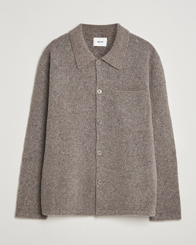Auralee Wool Knit Shirt Cardigan Charcoal at CareOfCarl.com