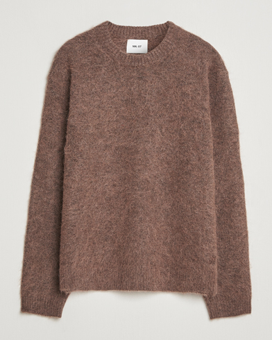 NN07 Russell Alpaca Knitted Crew Neck Mable Husk – Brown