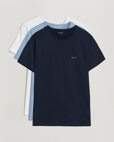 Paul Smith 3-Pack Crew Neck T-Shirt White/Black/Light Blue – Blue