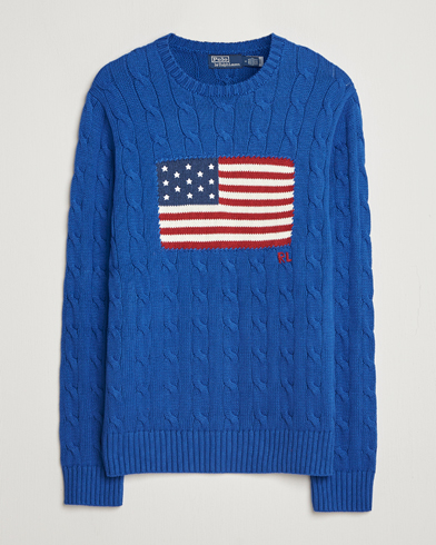 Polo Ralph Lauren Cotton Cable Flag Sweater Sapphire Star – Blue