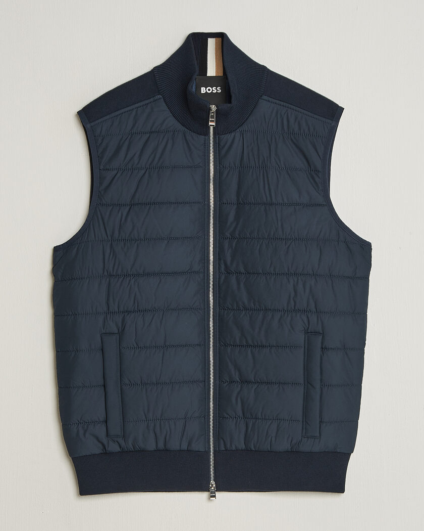 BOSS BLACK Urwin Cotton/Wool Vest Dark Blue – Blue