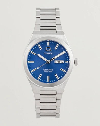 Timex Q Continental Day/Date 38mm Blue Dial – Silver