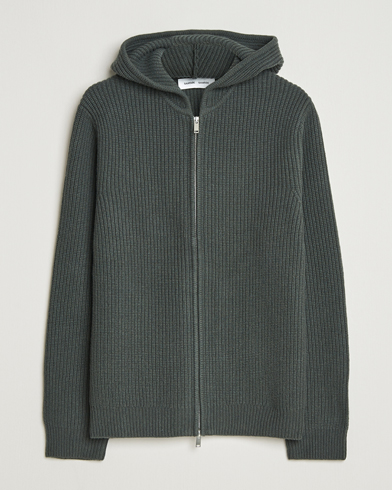 Samsøe Samsøe Isak Heavy Knitted Full Zip Hoodie Dark Evergreen – Green