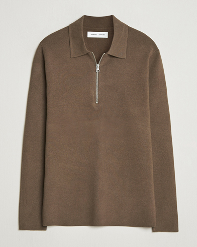 GANT Extrafine Merino Wool Half Zip Mahogany Brown at CareOfCarl.com