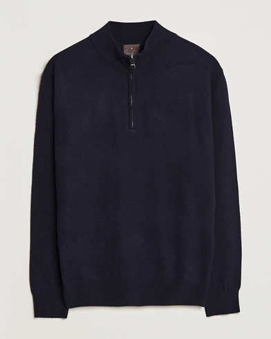 Oscar Jacobson Patton Wool Half-Zip Navy – Blue