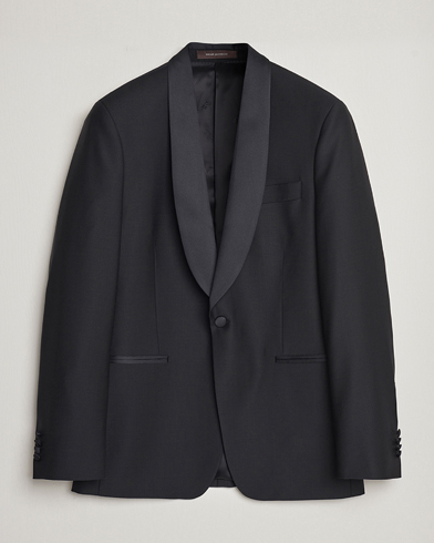 Oscar Jacobson Figaro Wool Tuxedo Blazer Black – Black