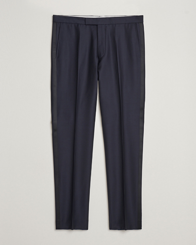 Oscar Jacobson Denz Wool Tuxedo Trousers Navy – Blue