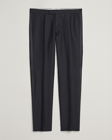 Oscar Jacobson Denz Wool Tuxedo Trousers Black – Black