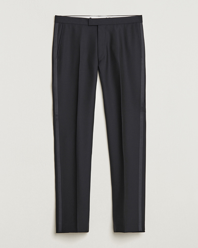 Oscar Jacobson Denz Straight Wool Tuxedo Trousers Black – Black