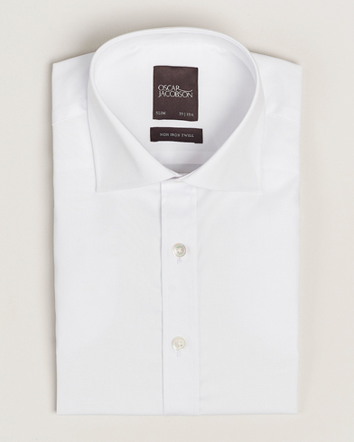 Oscar Jacobson Slim Fit Cut Away Non Iron Twill White – White