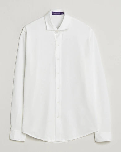 Ralph Lauren Purple Label Washed Cotton Pique Shirt White – White