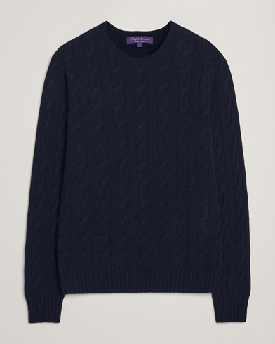 Ralph Lauren Purple Label Cashmere Cable Sweater Chairman Navy – Blue