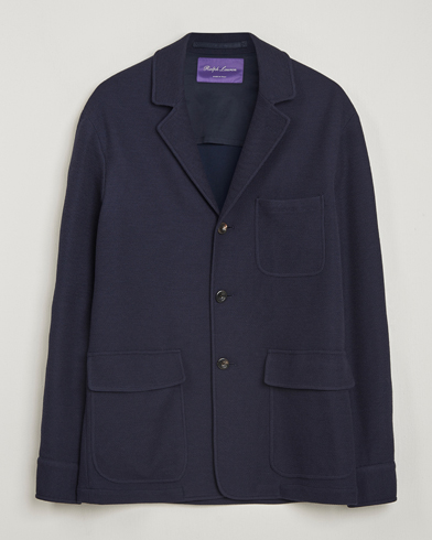 Ralph Lauren Purple Label Knitted Terry Cloth Blazer Navy at