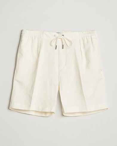 Ralph Lauren Purple Label Silk/Linen Drawstring Shorts Cream – White