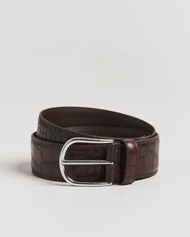 Crockett & Jones Belt 3,2 cm Dark Brown Suede at CareOfCarl.com