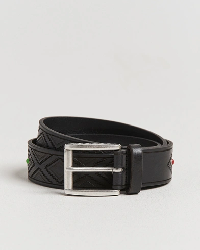 Anderson's Diamond Pattern Western 3,5cm Belt Black – Black