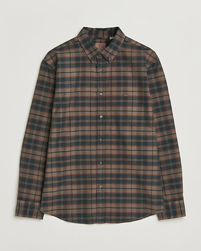 Gitman Vintage Brushed Winter Madras Button Down Shirt Brown/Olive